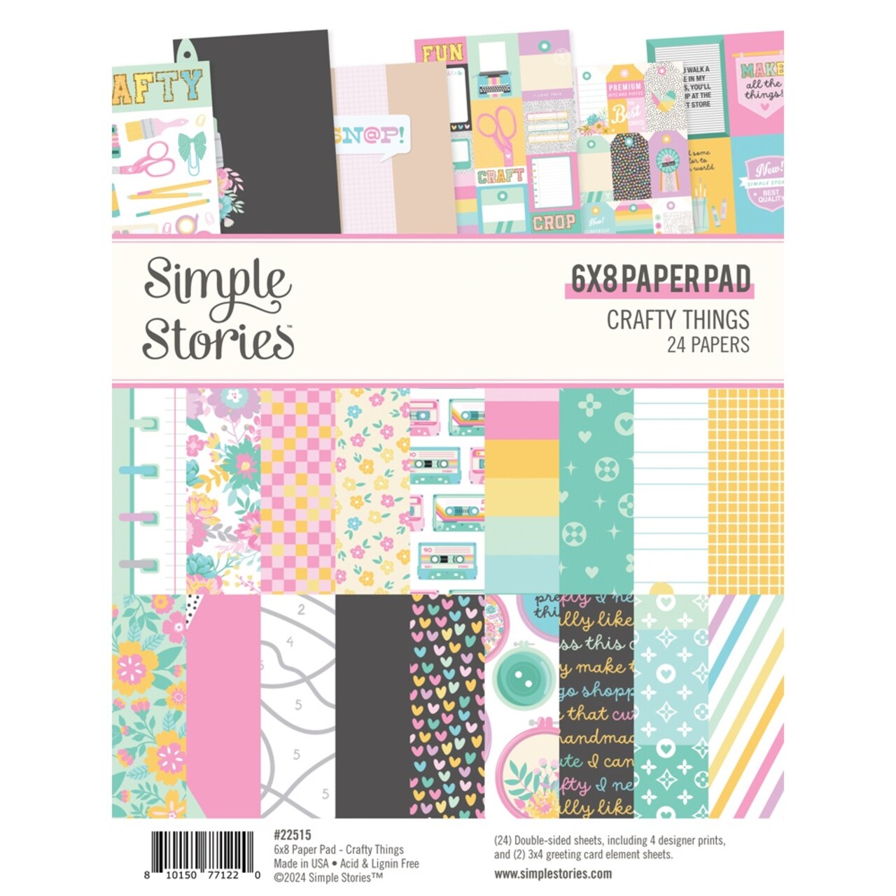 Simple Stories Double-Sided Paper Pad 6"X8" 24/Pkg-Crafty Things